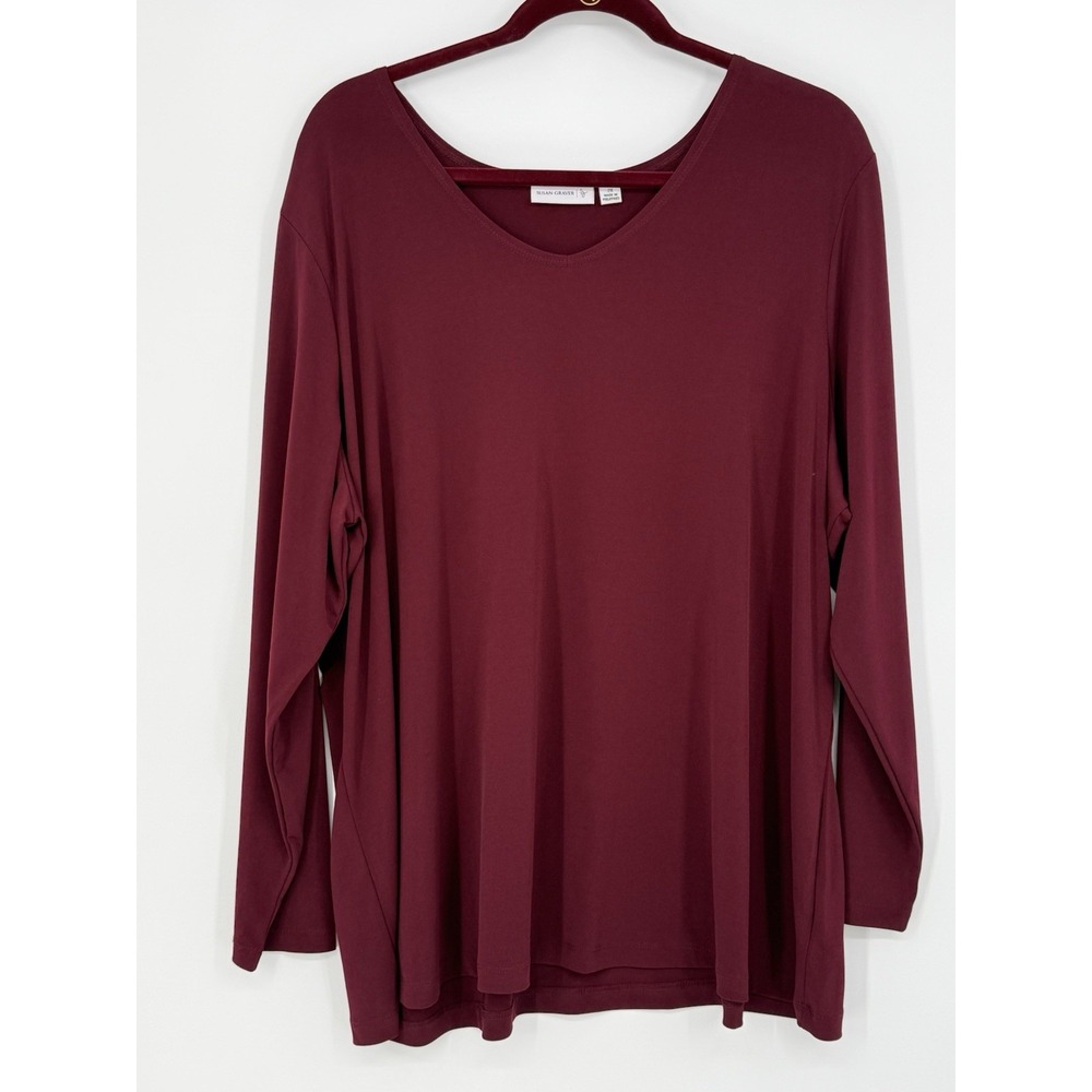 Susan Graver Women's Long Sleeve Vneck 2X